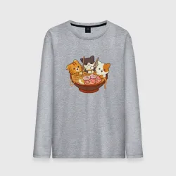 Мужской лонгслив хлопок Kawaii Cat Ramen