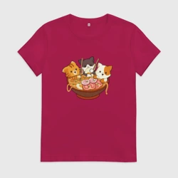 Женская футболка хлопок Kawaii Cat Ramen