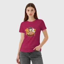 Женская футболка хлопок Kawaii Cat Ramen - фото 2