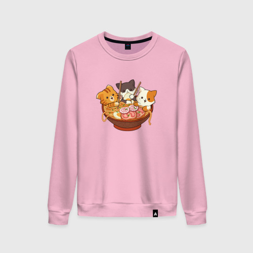 Женский свитшот хлопок Kawaii Cat Ramen, цвет светло-розовый