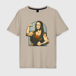 Мужская футболка хлопок Oversize Мона Лиза и бодибилдинг