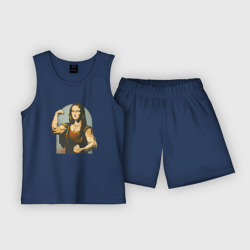 Детская пижама с шортами хлопок Мона Лиза и бодибилдинг