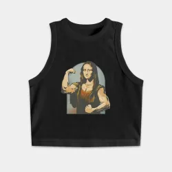 Женская укороченная майка-топ хлопок Мона Лиза и бодибилдинг