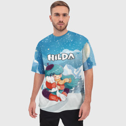 Мужская футболка oversize 3D Хильда обнимает лисенка мультсериал - фото 2