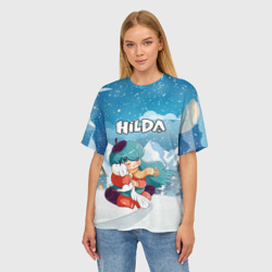 Женская футболка oversize 3D Хильда обнимает лисенка мультсериал - фото 2