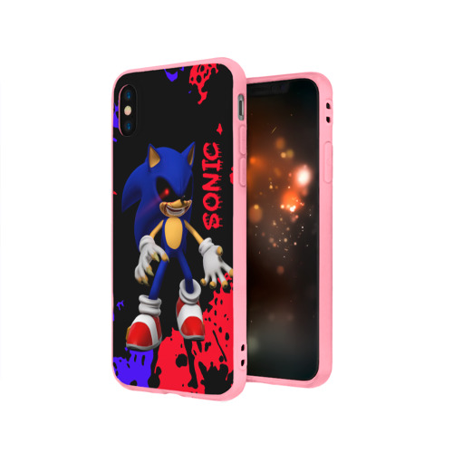 Чехол для iPhone X матовый с принтом Соник екзе Sonic exe, вид сбоку #3