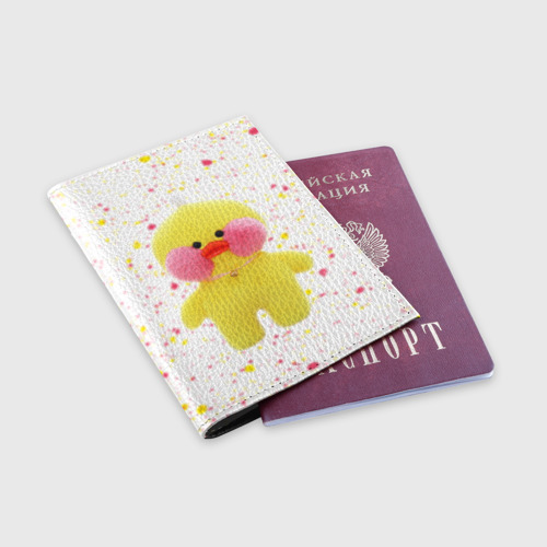 Обложка для паспорта матовая кожа Утя Лалафанфан - Желтенькая, цвет черный - фото 3