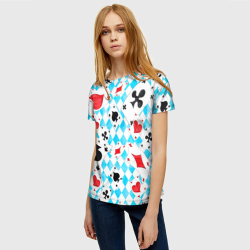 Женская футболка 3D с принтом Карты в воздухе, фото на моделе #1