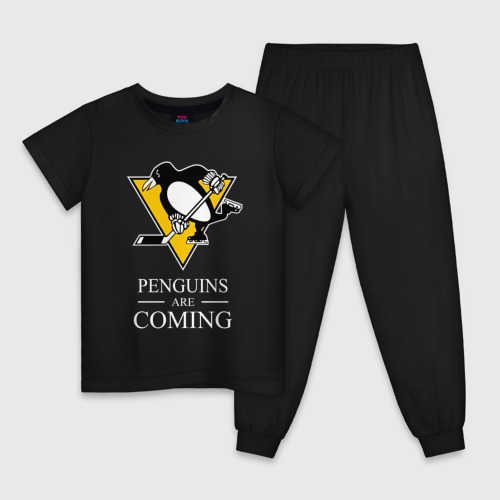 Детская пижама хлопок Penguins are coming, Pittsburgh Penguins, Питтсбург Пингвинз, цвет черный