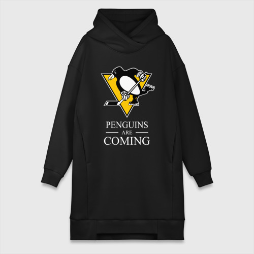 Платье-худи хлопок Penguins are coming, Pittsburgh Penguins, Питтсбург Пингвинз, цвет черный