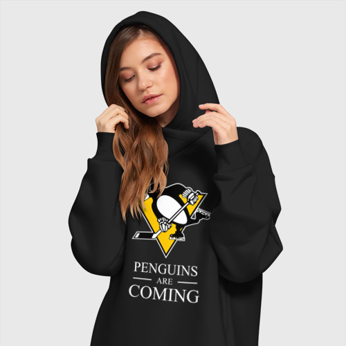Платье-худи хлопок Penguins are coming, Pittsburgh Penguins, Питтсбург Пингвинз, цвет черный - фото 3