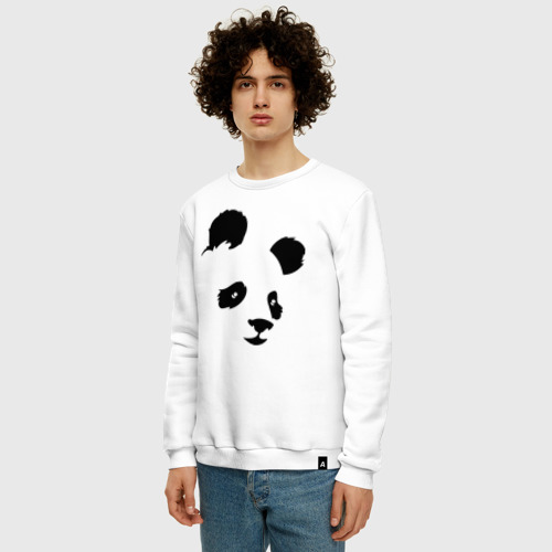 Мужской свитшот хлопок с принтом Прикольная милая панда, фото на моделе #1