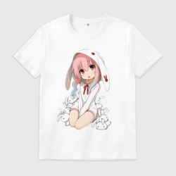 Мужская футболка хлопок Милая девушка зайка - furry anime