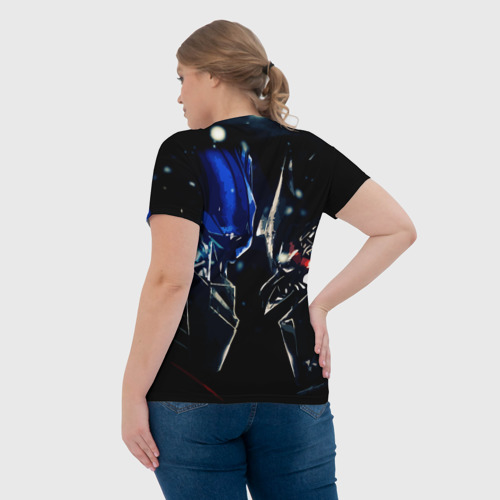 Женская футболка 3D с принтом Тансформеры Оптимус и Мегатрон 2022, вид сзади #2