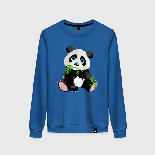 Женский свитшот хлопок Забавный медвежонок Панда, цвет синий