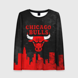 Женский лонгслив 3D Chicago Bulls, Чикаго Буллз Город