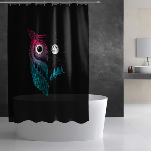 Штора 3D для ванной Ночная сова Градиент - фото 2