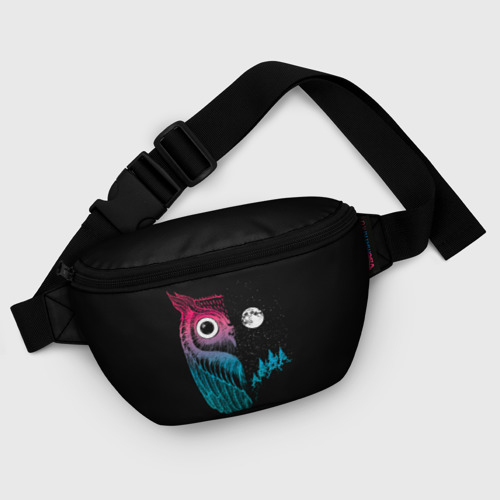 Поясная сумка 3D с принтом Ночная сова | Градиент, фото #5