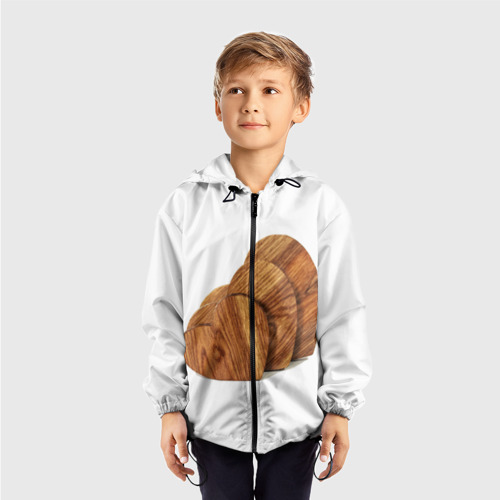 Детская ветровка 3D Сердечки из дерева, цвет черный - фото 3