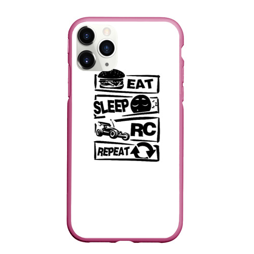 Чехол для iPhone 11 Pro Max матовый Eat Sleep Repeat RC, цвет малиновый