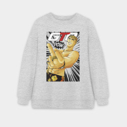 Женский свитшот oversize без начеса хлопок Onizuka fuck pow