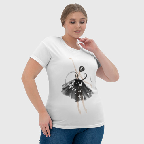 Женская футболка 3D Девушка балерина, цвет 3D печать - фото 6