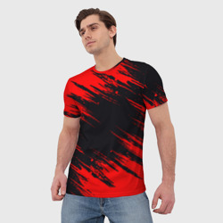 Мужская футболка 3D Красная краска брызги - фото 2