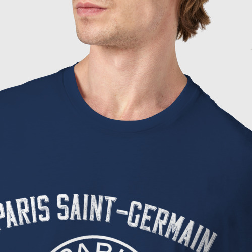 Мужская футболка хлопок Paris Saint - Germain ПСЖ футбол, цвет темно-синий - фото 6