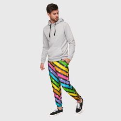 Мужские брюки 3D Радужные полосы микс - фото 2