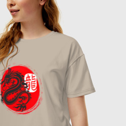 Женская футболка хлопок Oversize Ниндзя дракон Япония - фото 2