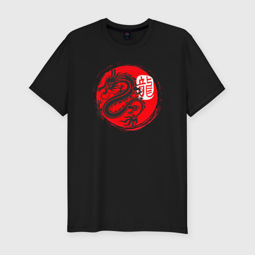 Мужская футболка хлопок Slim Ниндзя дракон Япония, цвет черный