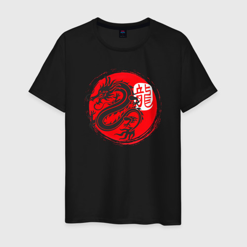 Мужская футболка хлопок Ниндзя дракон Япония, цвет черный