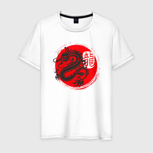 Мужская футболка из хлопка с принтом Ниндзя дракон Япония, вид спереди №1