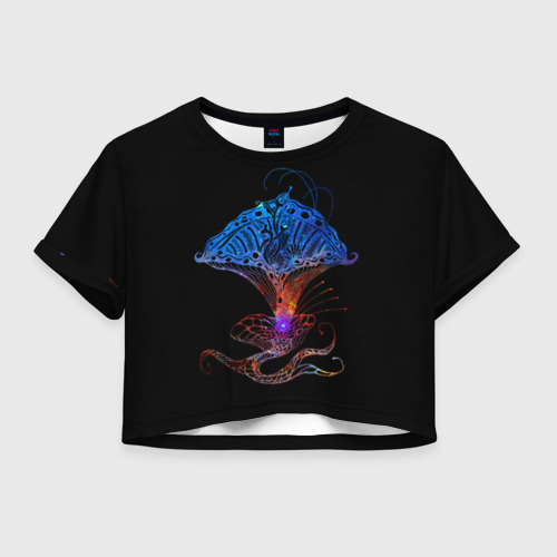 Женская футболка Crop-top 3D Space Flower B-01, цвет 3D печать