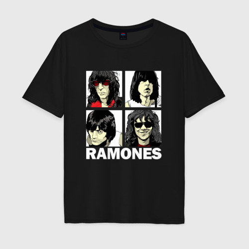 Мужская футболка хлопок Oversize Ramones, Рамонес Портреты, цвет черный