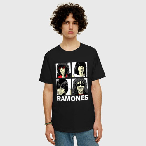 Мужская футболка хлопок Oversize Ramones, Рамонес Портреты, цвет черный - фото 3