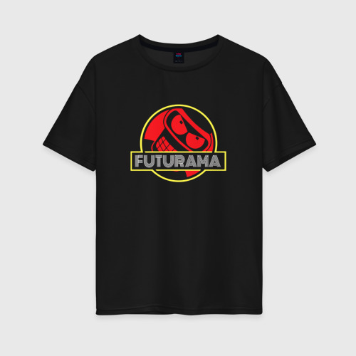 Женская футболка хлопок Oversize Футурама Бендер Логотип, Futurama, цвет черный