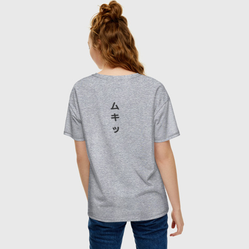 Женская футболка хлопок Oversize с принтом Клинок, рассекающий демонов Мыши-ниндзя Шиноби Kimetsu no yaiba, вид сзади #2