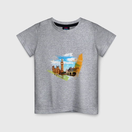 Детская футболка хлопок с принтом Англия Лондон Биг-бен, вид спереди #2