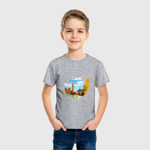 Детская футболка хлопок с принтом Англия Лондон Биг-бен, фото на моделе #1