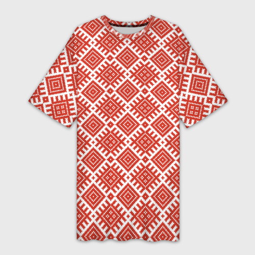 Платье-футболка 3D Славянская Обережная Вышивка Плодородие, цвет 3D печать