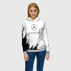Женская толстовка 3D [Mercedes-Benz] - White texture - фото 2