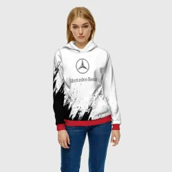 Женская толстовка 3D [Mercedes-Benz] - White texture - фото 2