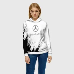 Женская толстовка 3D [Mercedes-Benz] - White texture - фото 2