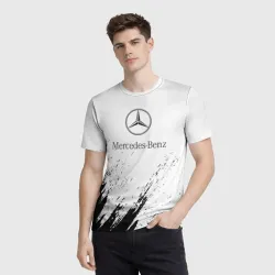 Мужская футболка 3D [Mercedes-Benz] - White texture - фото 2