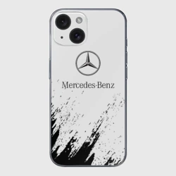 Чехол для iPhone 15 силиконовый с защитой камеры [Mercedes-Benz] - White texture