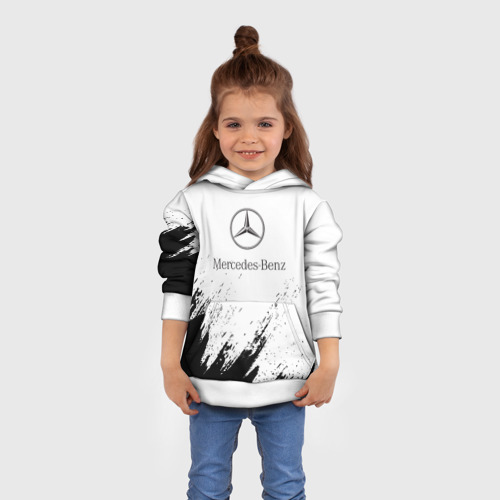 Детская толстовка 3D с принтом [Mercedes-Benz] - White texture, вид сбоку #3
