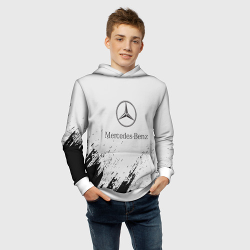 Детская толстовка 3D с принтом [Mercedes-Benz] - White texture, фото #4