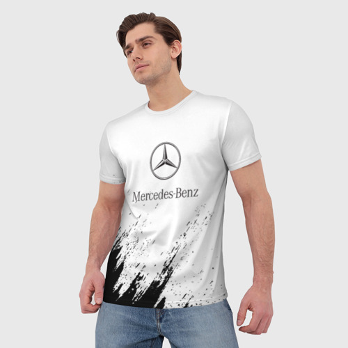 Мужская футболка 3D [Mercedes-Benz] - White texture, цвет 3D печать - фото 3