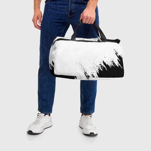 Сумка спортивная 3D с принтом [Mercedes-Benz] - White texture, вид сзади #2